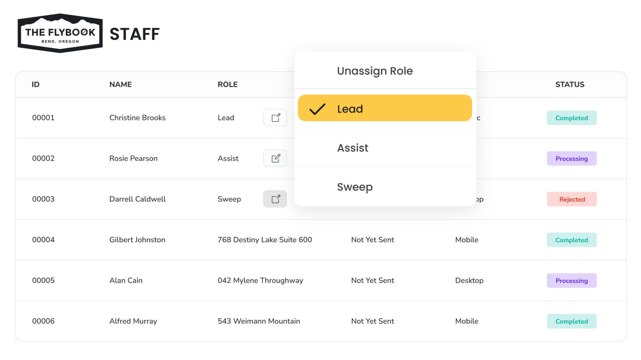 Guide Management for Staff Scheduling - The Flybook