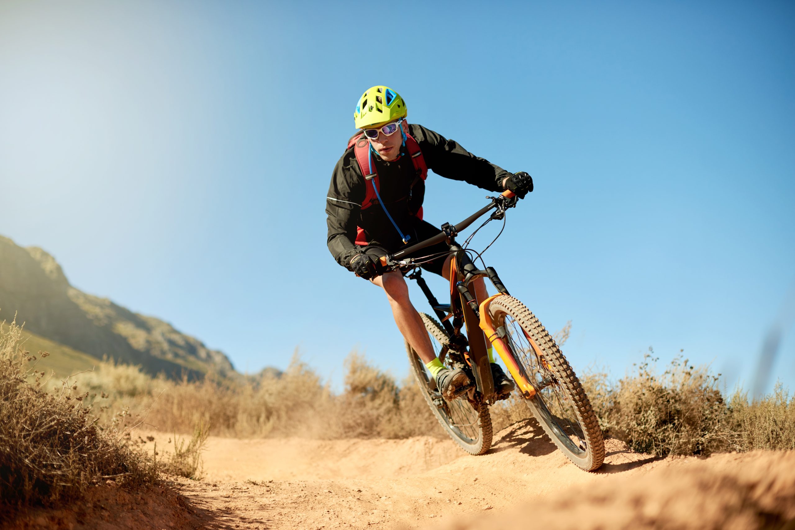 Man,,Mountain,Bike,And,Path,In,Nature,For,Fitness,,Exercise